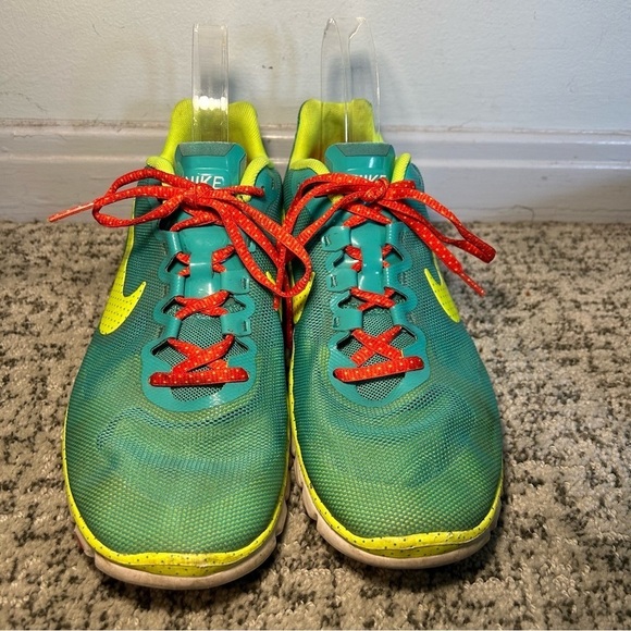 Nike Free 3.0 Neon Blue Lace up Tennis Shoes Size 9 - Picture 3 of 9